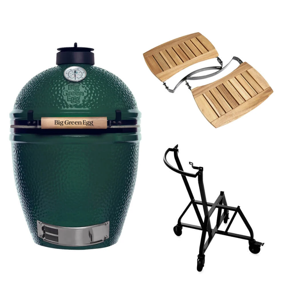 Big Green Egg Large Barbecue ø 47 Cm Keramiek Groen Met IntEGGrated Nest, Handler En Acaciahouten Zijtafels 3 Big Green Egg Large Barbecue ø 47 Cm Keramiek Groen Met IntEGGrated Nest, Handler En Acaciahouten Zijtafels